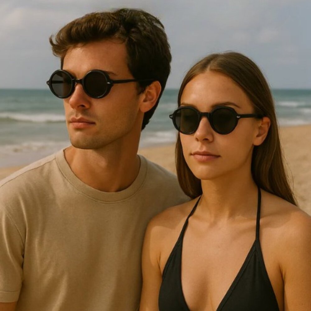 🕶️Adjustable Tint Round Sunglasses – All Black Frame 🕶️